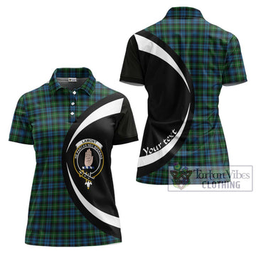 Lamont Tartan Women's Polo Shirt with Family Crest Circle Style