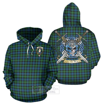 Lamont Tartan Hoodie with Family Crest Celtic Skull Style