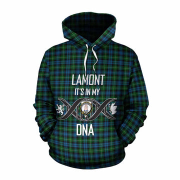 Lamont Tartan Cotton Hoodie with Family Crest DNA In Me Style