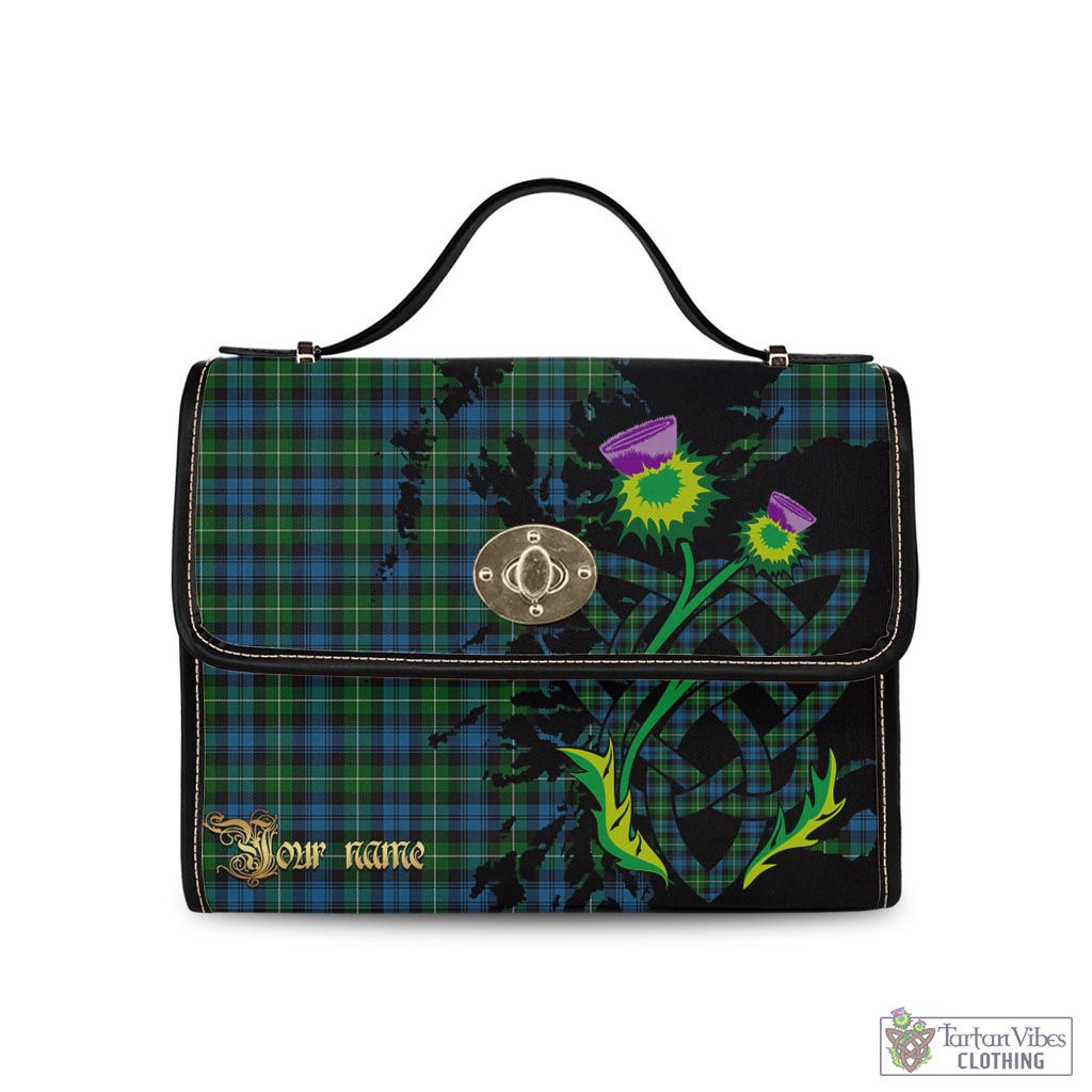 Tartan Vibes Clothing Lamont Tartan Waterproof Canvas Bag with Scotland Map and Thistle Celtic Accents