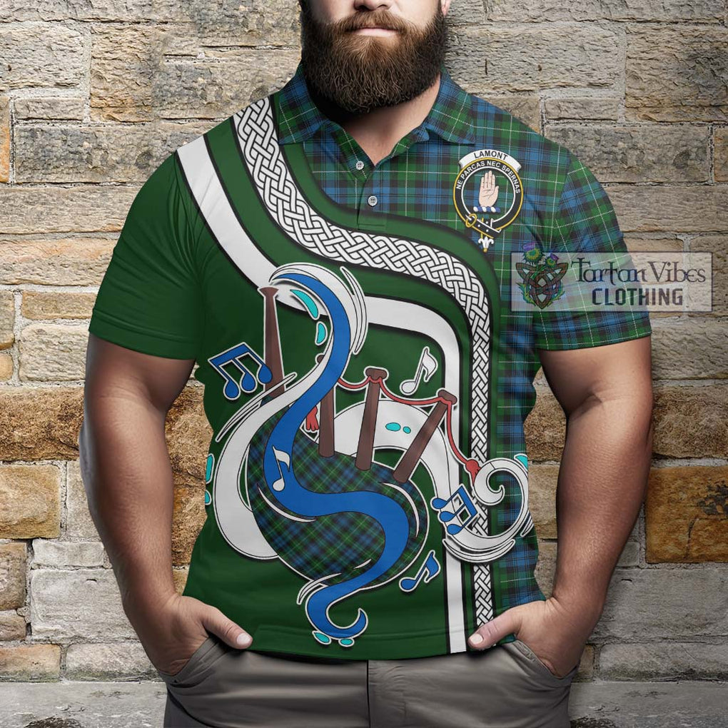 Tartan Vibes Clothing Lamont Tartan Polo Shirt with Epic Bagpipe Style