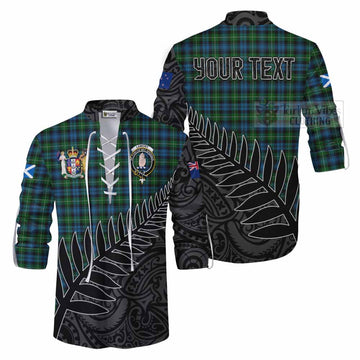 Lamont Crest Tartan Ghillie Kilt Shirt with New Zealand Silver Fern Half Style