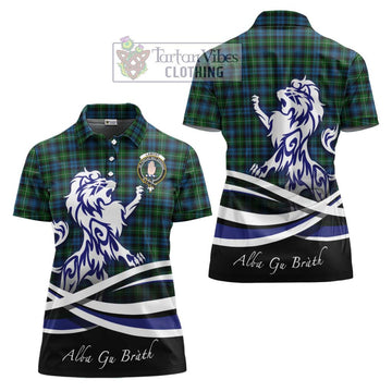 Lamont Tartan Women's Polo Shirt with Alba Gu Brath Regal Lion Emblem