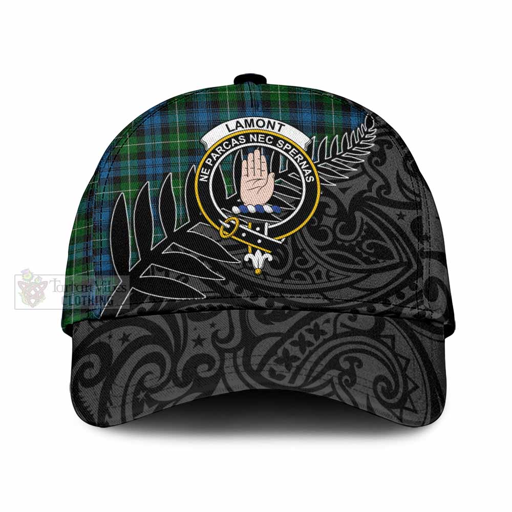 Tartan Vibes Clothing Lamont Tartan Classic Cap with New Zealand Silver Fern Half Style