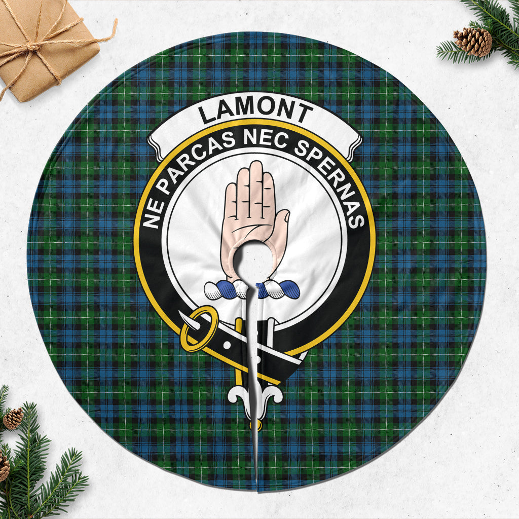 Lamont Tartan Christmas Tree Skirt with Family Crest - Tartanvibesclothing