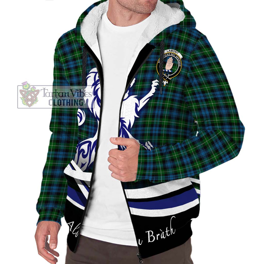 Lamont Tartan Sherpa Hoodie with Alba Gu Brath Regal Lion Emblem Unisex S - Tartan Vibes Clothing