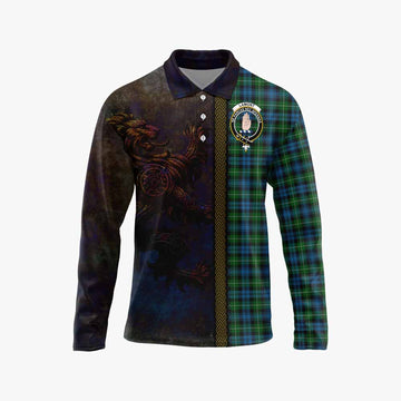 Lamont Tartan Family Crest Long Sleeve Polo Shirt Alba Gu Brath Be Brave Lion Ancient Style Unisex - Tartan Vibes Clothing