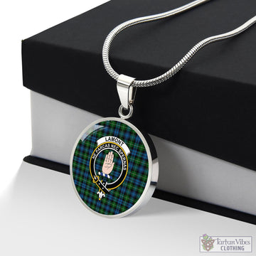 Lamont Tartan Circle Necklace with Family Crest