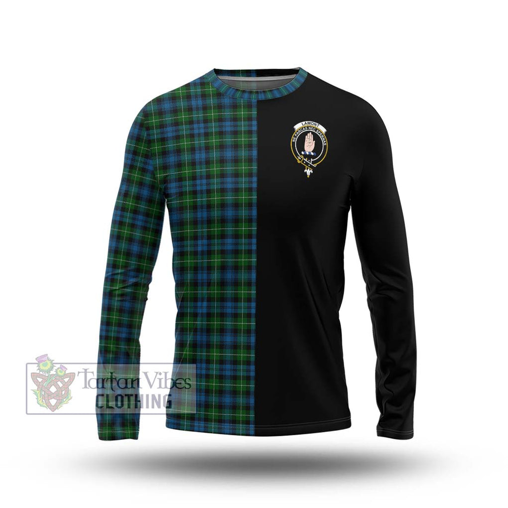 Lamont Tartan Long Sleeve T-Shirt with Family Crest and Half Of Me Style Unisex - Tartanvibesclothing Shop