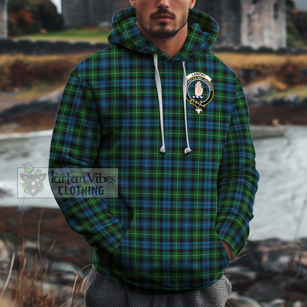 Lamont Tartan Cotton Hoodie with Family Crest Pullover Hoodie XS - Tartan Vibes Clothing