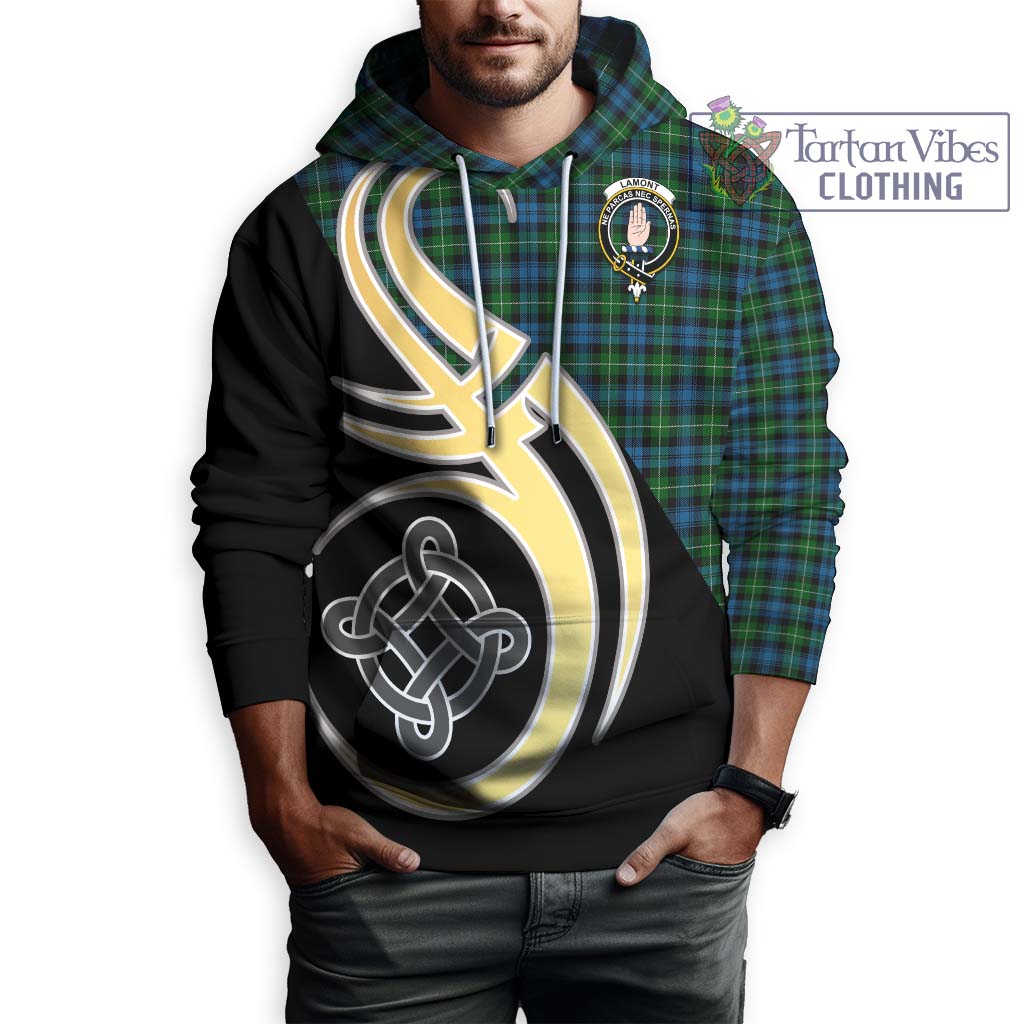 Lamont Tartan Hoodie with Family Crest and Celtic Symbol Style Zip Hoodie - Tartan Vibes Clothing