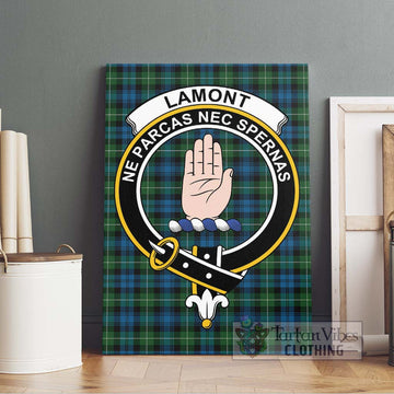 Lamont Tartan Canvas Print Wall Art with Family Crest