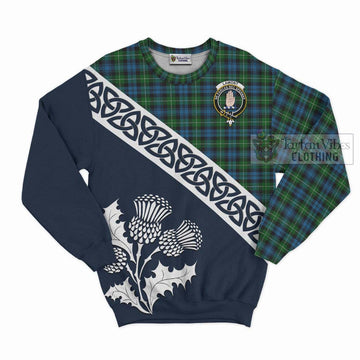 Lamont Tartan Sweatshirt Featuring Thistle and Scotland Map