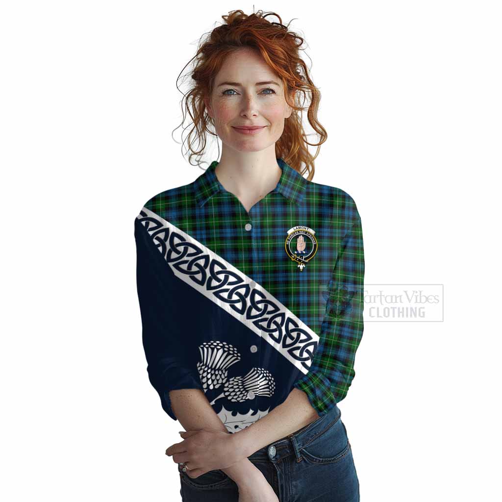 Tartan Vibes Clothing Lamont Tartan Women's Casual Shirt Featuring Thistle and Scotland Map