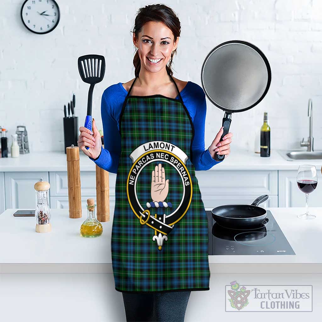 Lamont Tartan Apron with Family Crest Black S 38x47 cm - Tartan Vibes Clothing