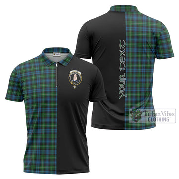 Lamont Tartan Zipper Polo Shirt with Family Crest and Half Of Me Style