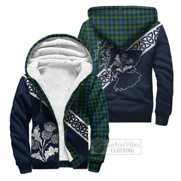 Lamont Tartan Sherpa Hoodie Featuring Thistle and Scotland Map