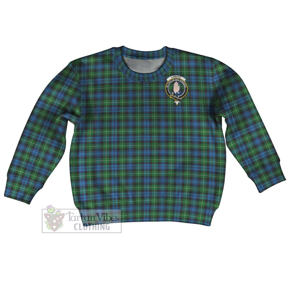 Tartan Vibes Clothing Lamont Tartan Kid Ugly Sweater with Family Crest