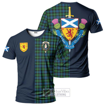 Lamont Tartan T-Shirt Alba with Scottish Lion Royal Arm Half Style