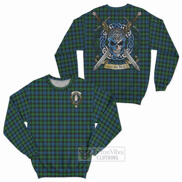 Lamont Tartan Sweatshirt with Family Crest Celtic Skull Style