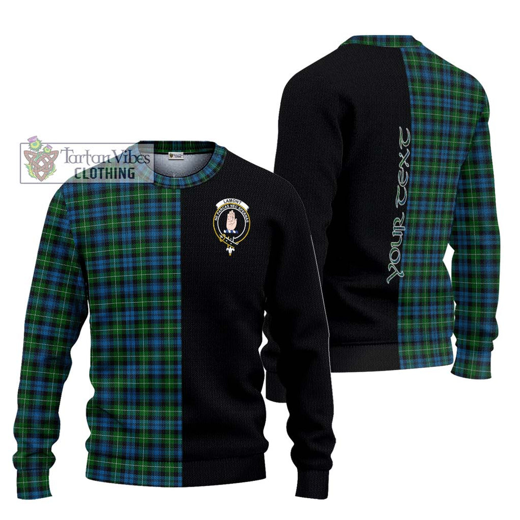 Lamont Tartan Knitted Sweater with Family Crest and Half Of Me Style Unisex - Tartanvibesclothing Shop