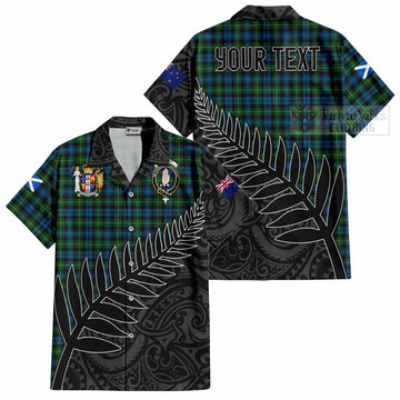 Lamont Crest Tartan Short Sleeve Button Shirt with New Zealand Silver Fern Half Style