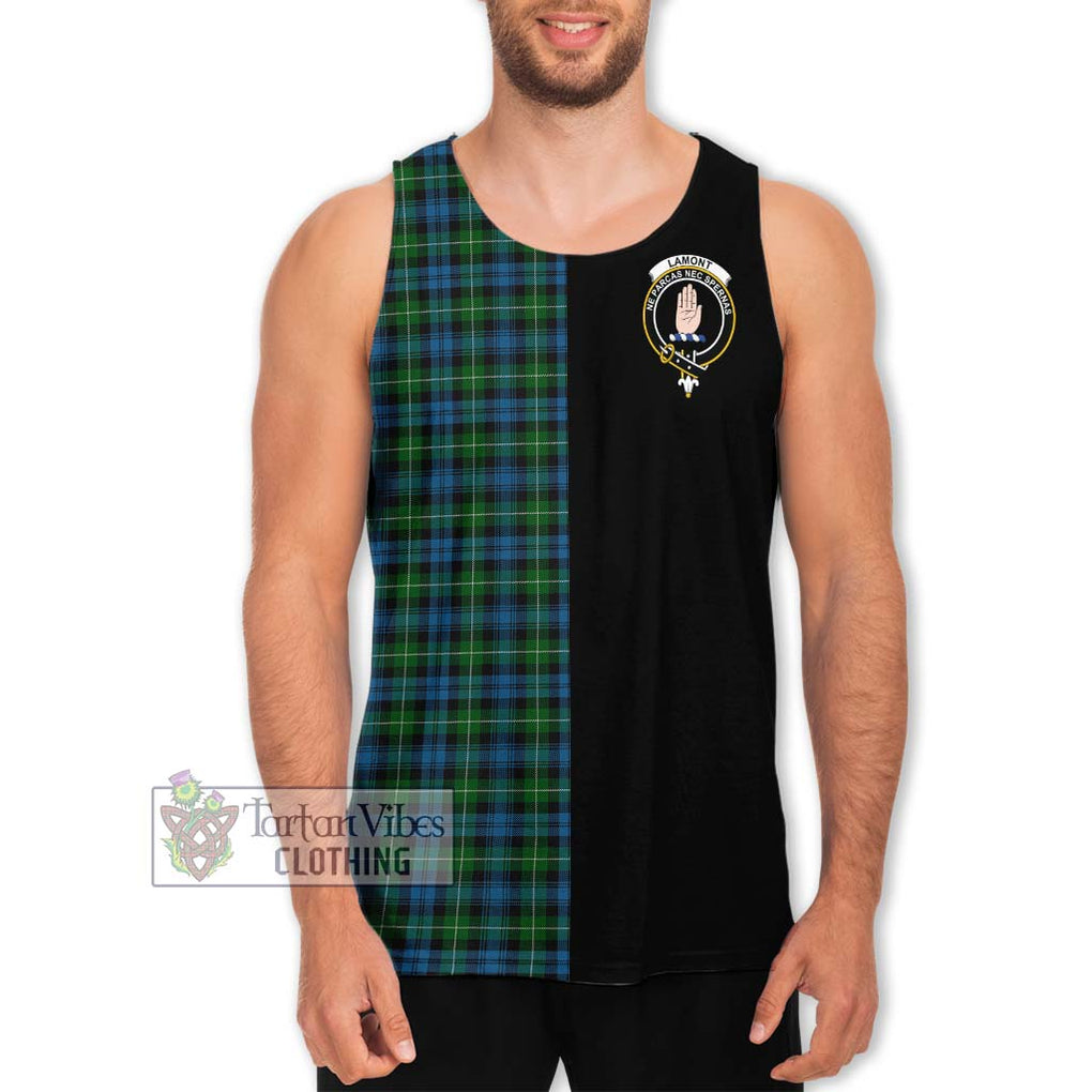 Lamont Tartan Men's Tank Top with Family Crest and Half Of Me Style Men - Tartanvibesclothing Shop