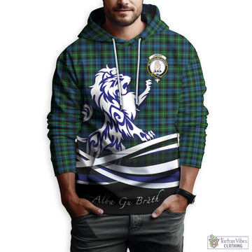 Lamont Tartan Hoodie with Alba Gu Brath Regal Lion Emblem