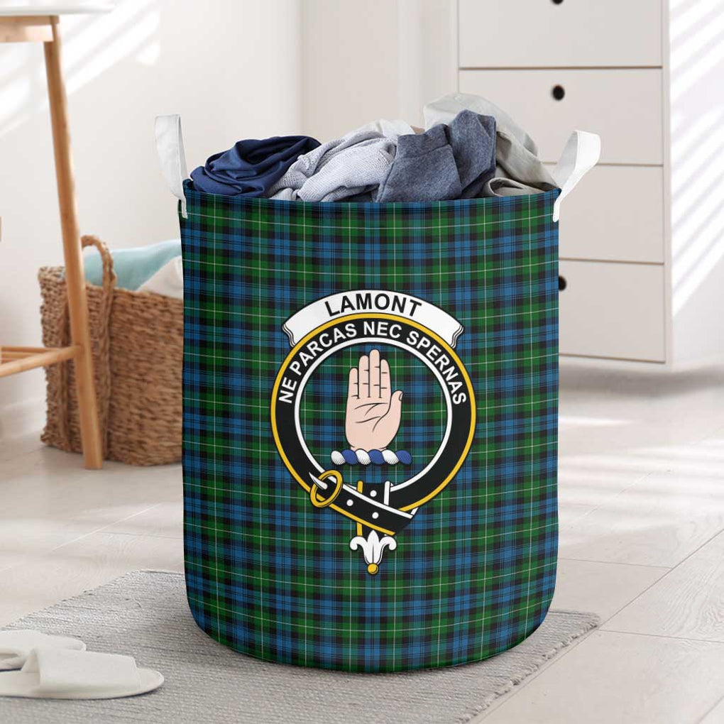 Lamont Tartan Laundry Basket with Family Crest One Size - Tartanvibesclothing Shop