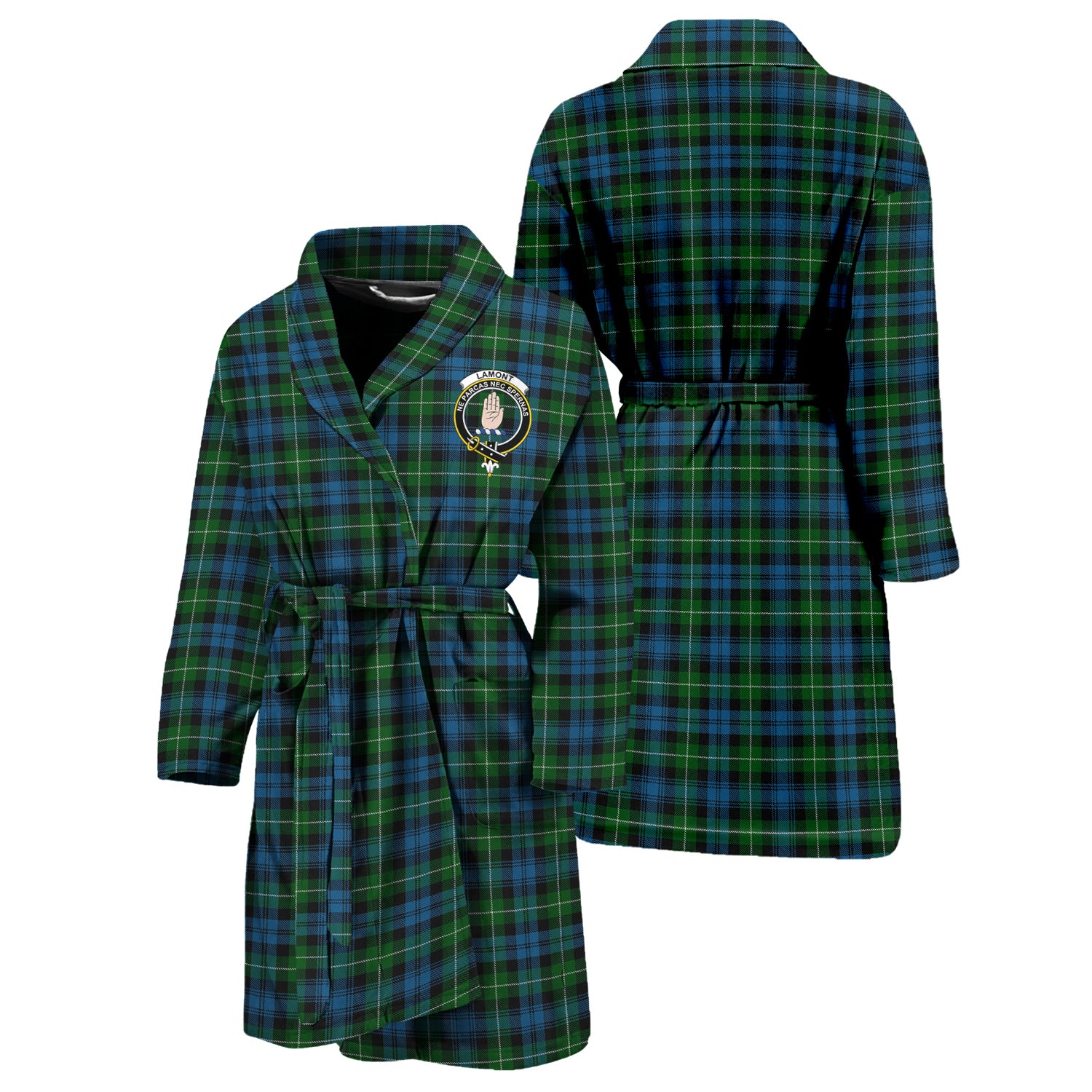 Lamont Tartan Bathrobe with Family Crest Unisex S - Tartan Vibes Clothing