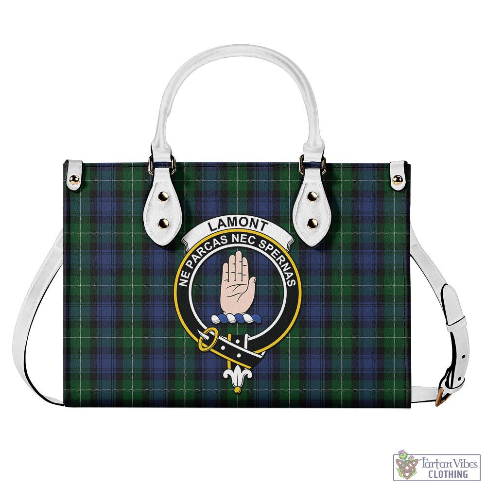 Tartan Vibes Clothing Lamont #2 Tartan Luxury Leather Handbags with Family Crest