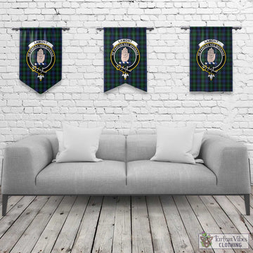 Lamont #2 Tartan Gonfalon, Tartan Banner with Family Crest