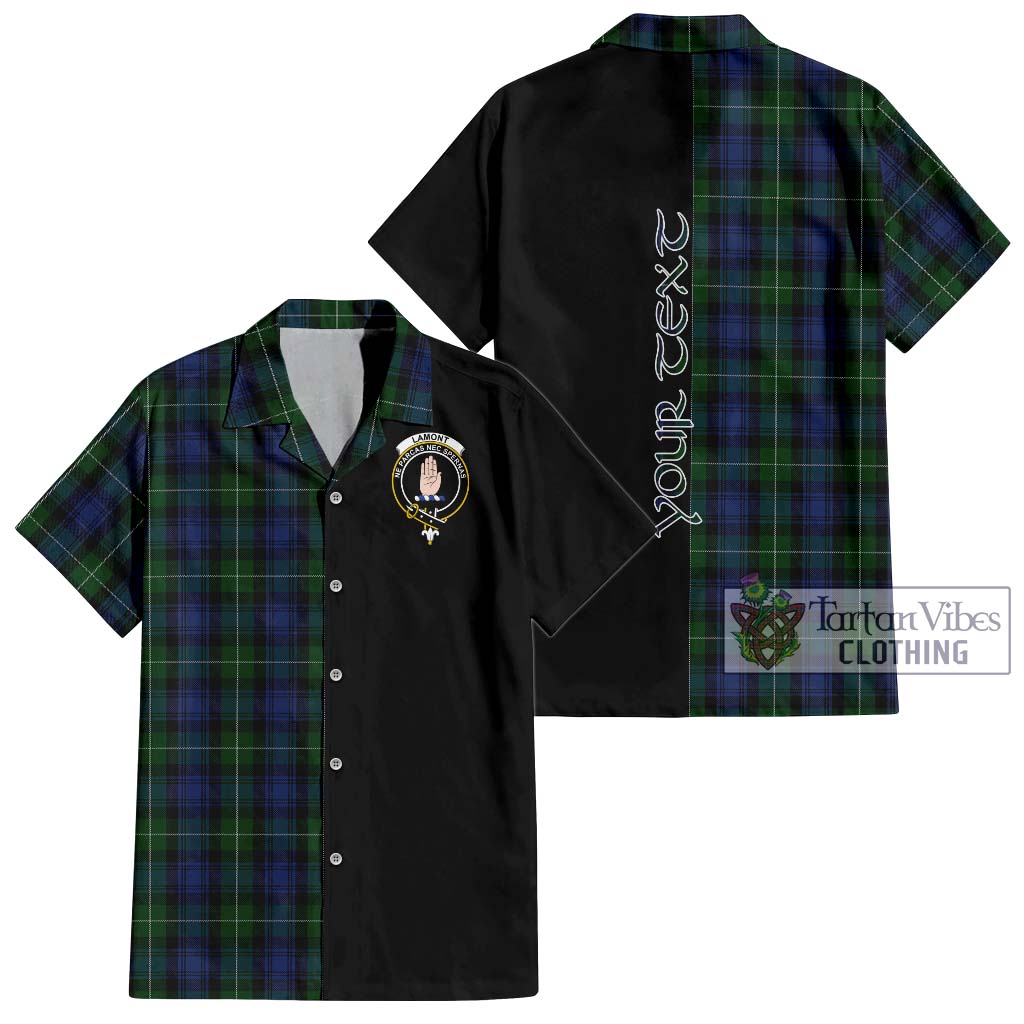 Tartan Vibes Clothing Lamont #2 Tartan Short Sleeve Button Shirt with Family Crest and Half Of Me Style