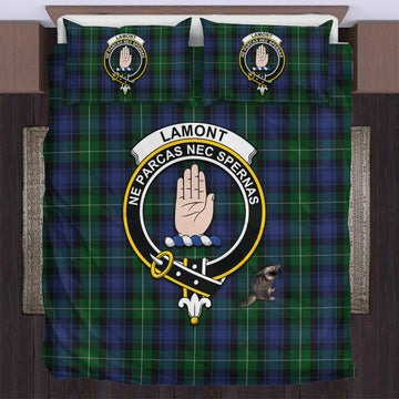 Lamont #2 Tartan Bedding Set with Family Crest