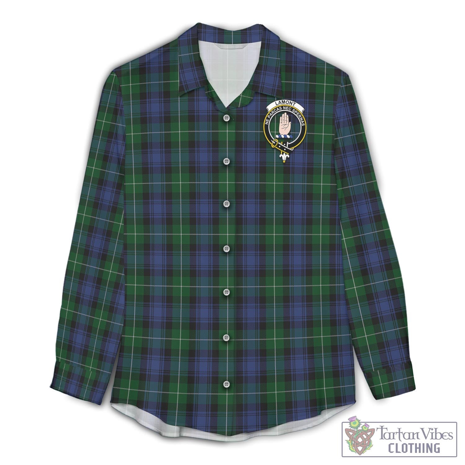 Tartan Vibes Clothing Lamont #2 Tartan Womens Casual Shirt with Family Crest