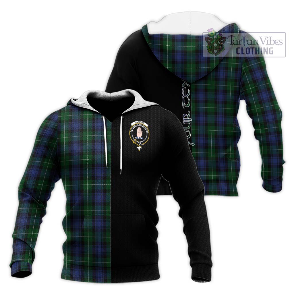 Tartan Vibes Clothing Lamont #2 Tartan Knitted Hoodie with Family Crest and Half Of Me Style