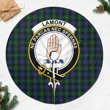 Lamont #2 Tartan Christmas Tree Skirt with Family Crest