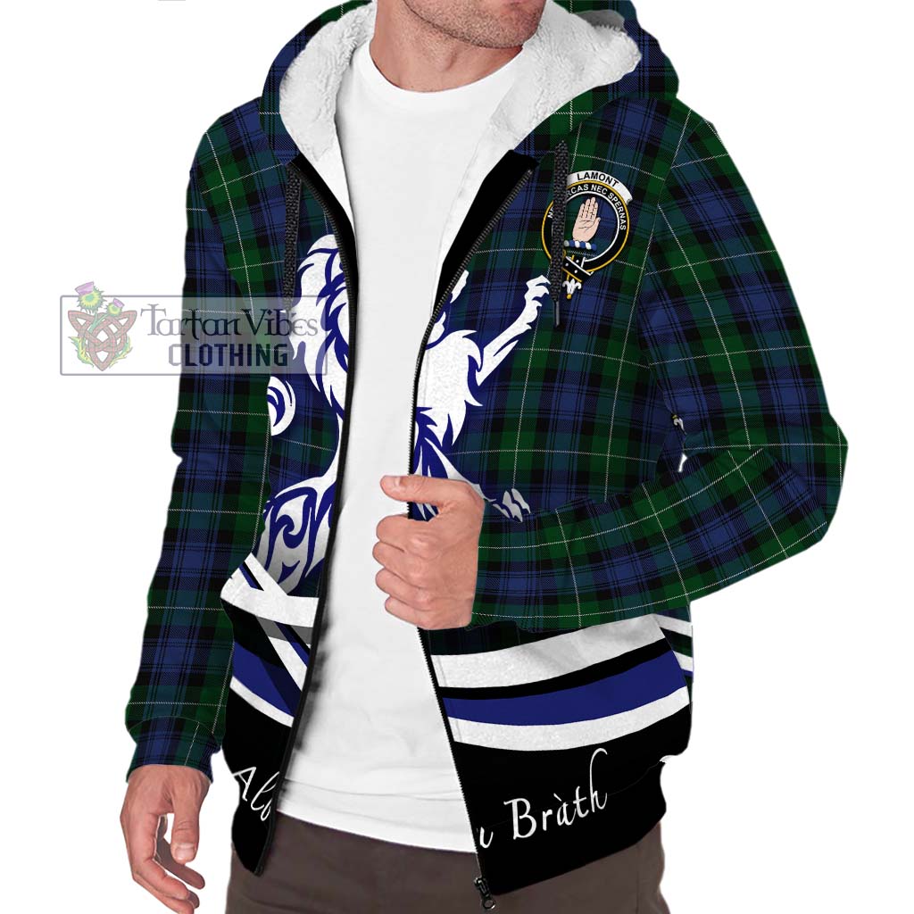 Tartan Vibes Clothing Lamont #2 Tartan Sherpa Hoodie with Alba Gu Brath Regal Lion Emblem