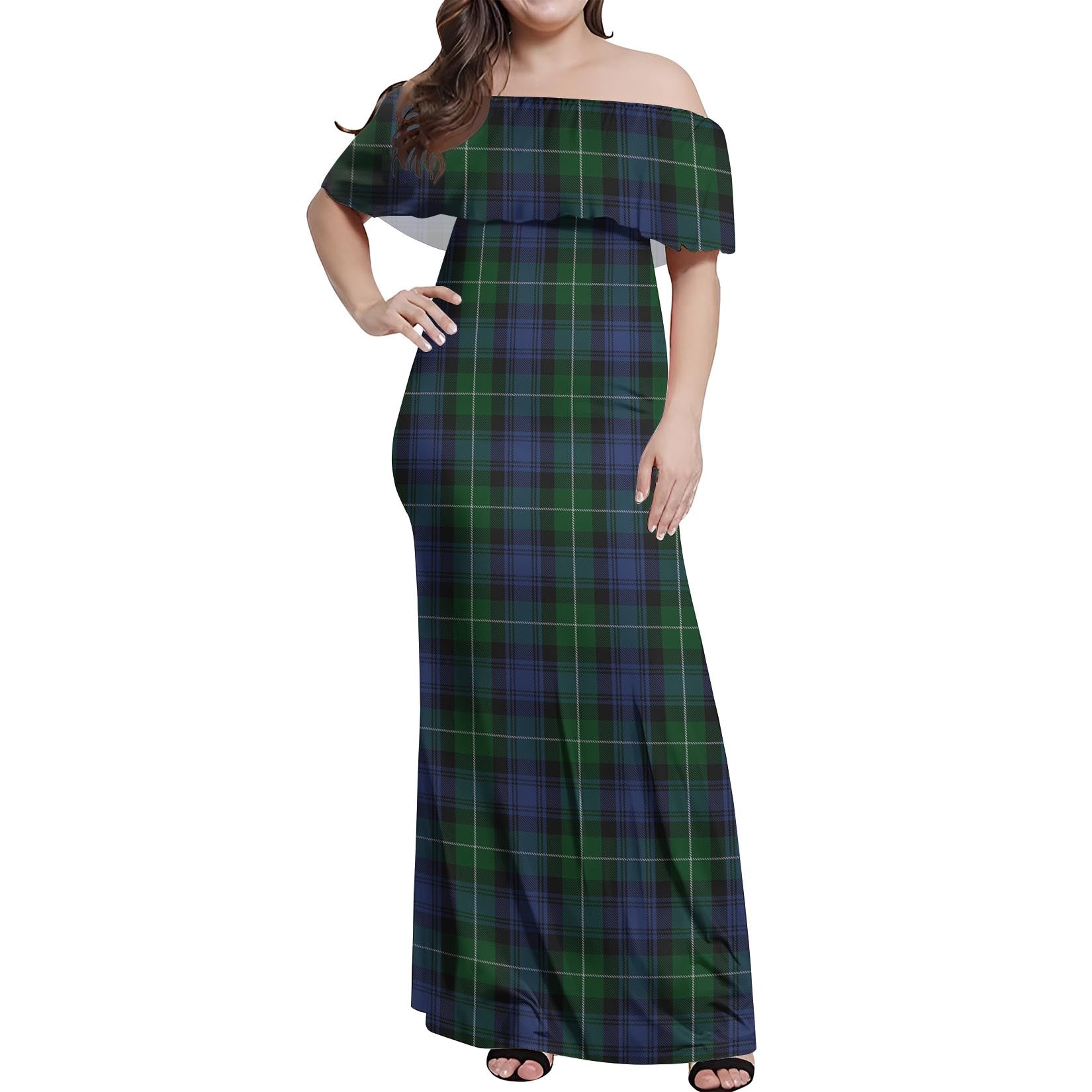 Lamont #2 Tartan Off Shoulder Long Dress Women's Dress - Tartanvibesclothing