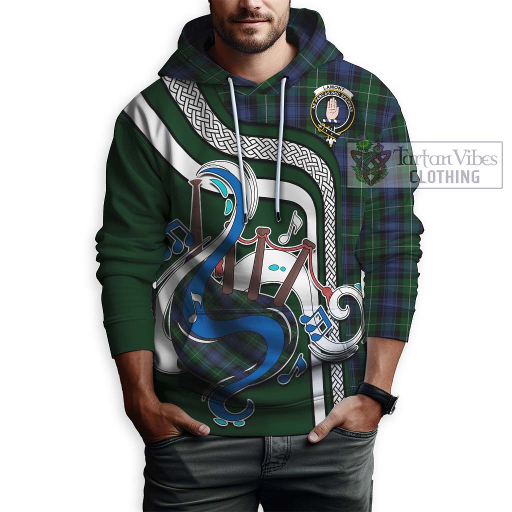 Tartan Vibes Clothing Lamont #2 Tartan Hoodie with Epic Bagpipe Style