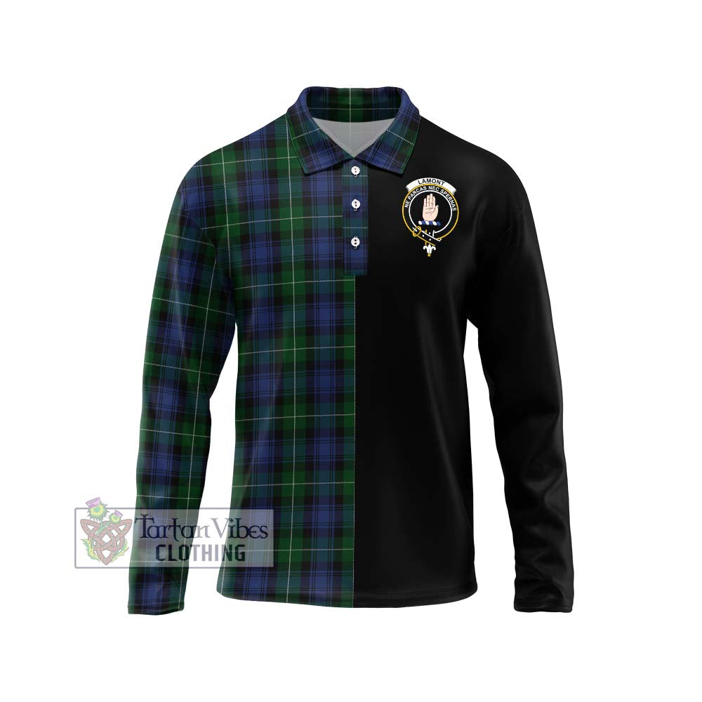 Tartan Vibes Clothing Lamont #2 Tartan Long Sleeve Polo Shirt with Family Crest and Half Of Me Style