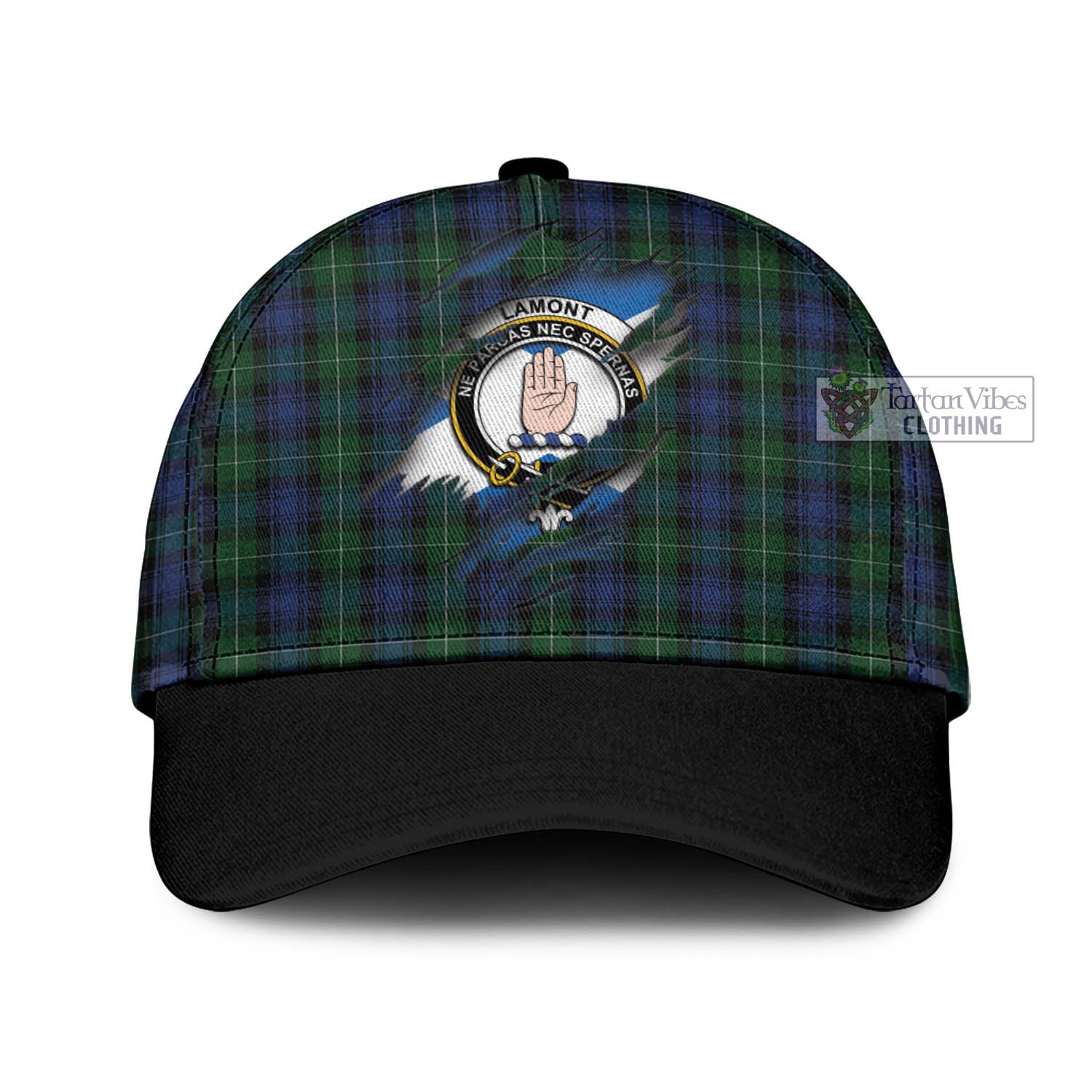 Tartan Vibes Clothing Lamont #2 Tartan Classic Cap with Family Crest In Me Style