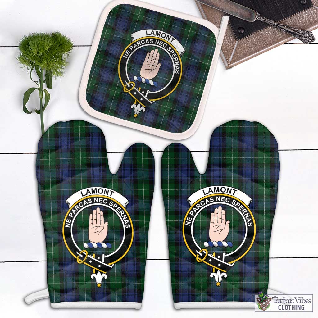 Tartan Vibes Clothing Lamont #2 Tartan Combo Oven Mitt & Pot-Holder with Family Crest