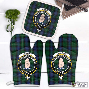 Lamont #2 Tartan Combo Oven Mitt & Pot-Holder with Family Crest