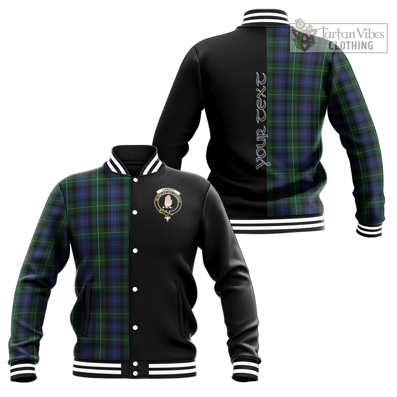 Tartan Vibes Clothing Lamont #2 Tartan Baseball Jacket with Family Crest and Half Of Me Style