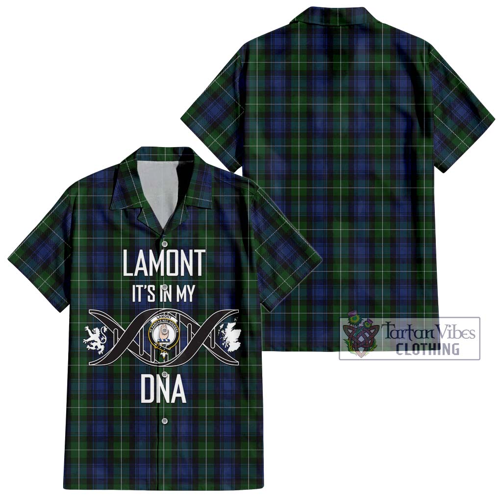 Tartan Vibes Clothing Lamont #2 Tartan Short Sleeve Button Shirt with Family Crest DNA In Me Style