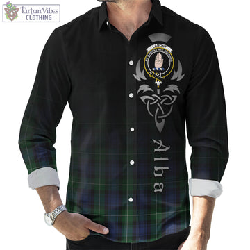 Lamont #2 Tartan Long Sleeve Button Up Featuring Alba Gu Brath Family Crest Celtic Inspired