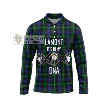 Lamont #2 Tartan Long Sleeve Polo Shirt with Family Crest DNA In Me Style