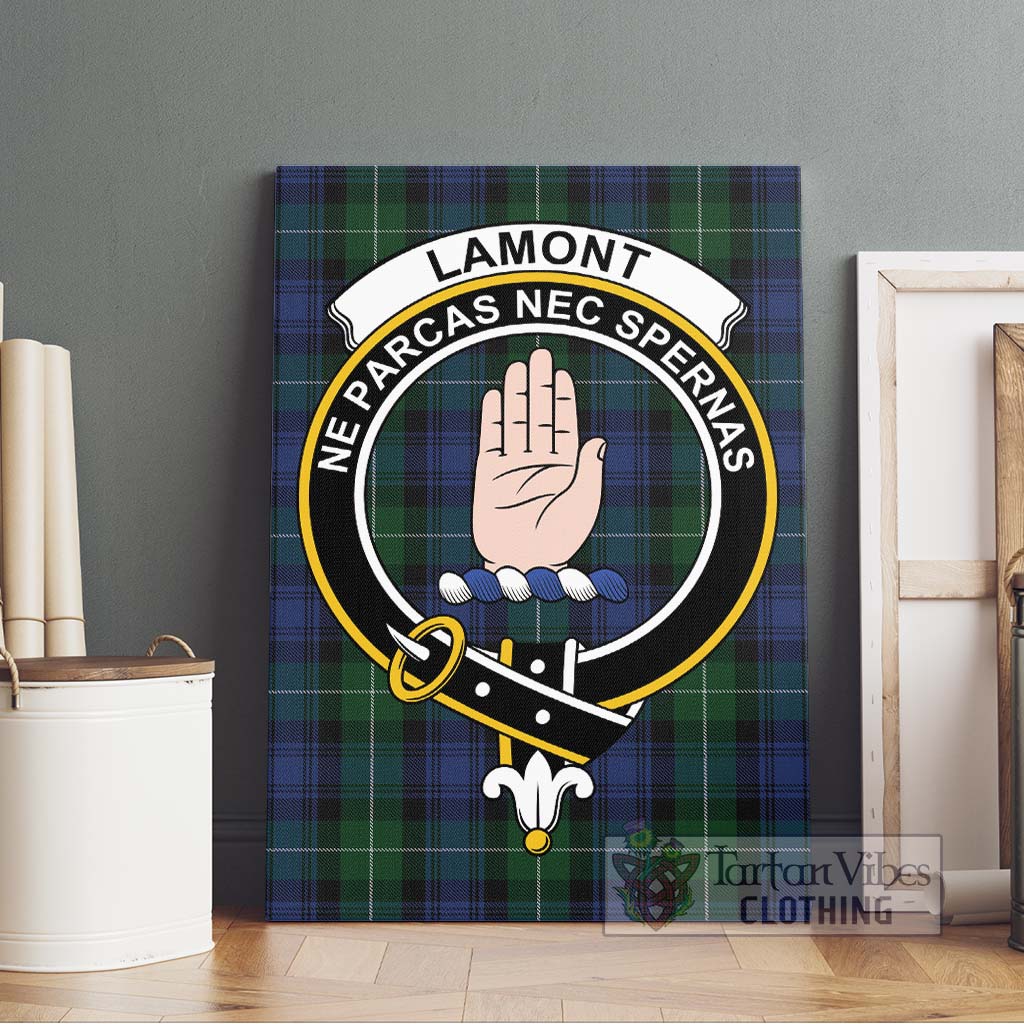 Tartan Vibes Clothing Lamont #2 Tartan Canvas Print Wall Art with Family Crest