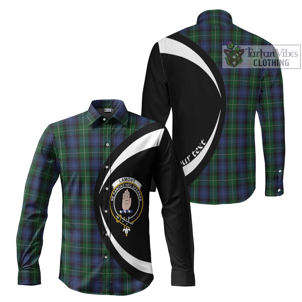 Tartan Vibes Clothing Lamont #2 Tartan Long Sleeve Button Up with Family Crest Circle Style